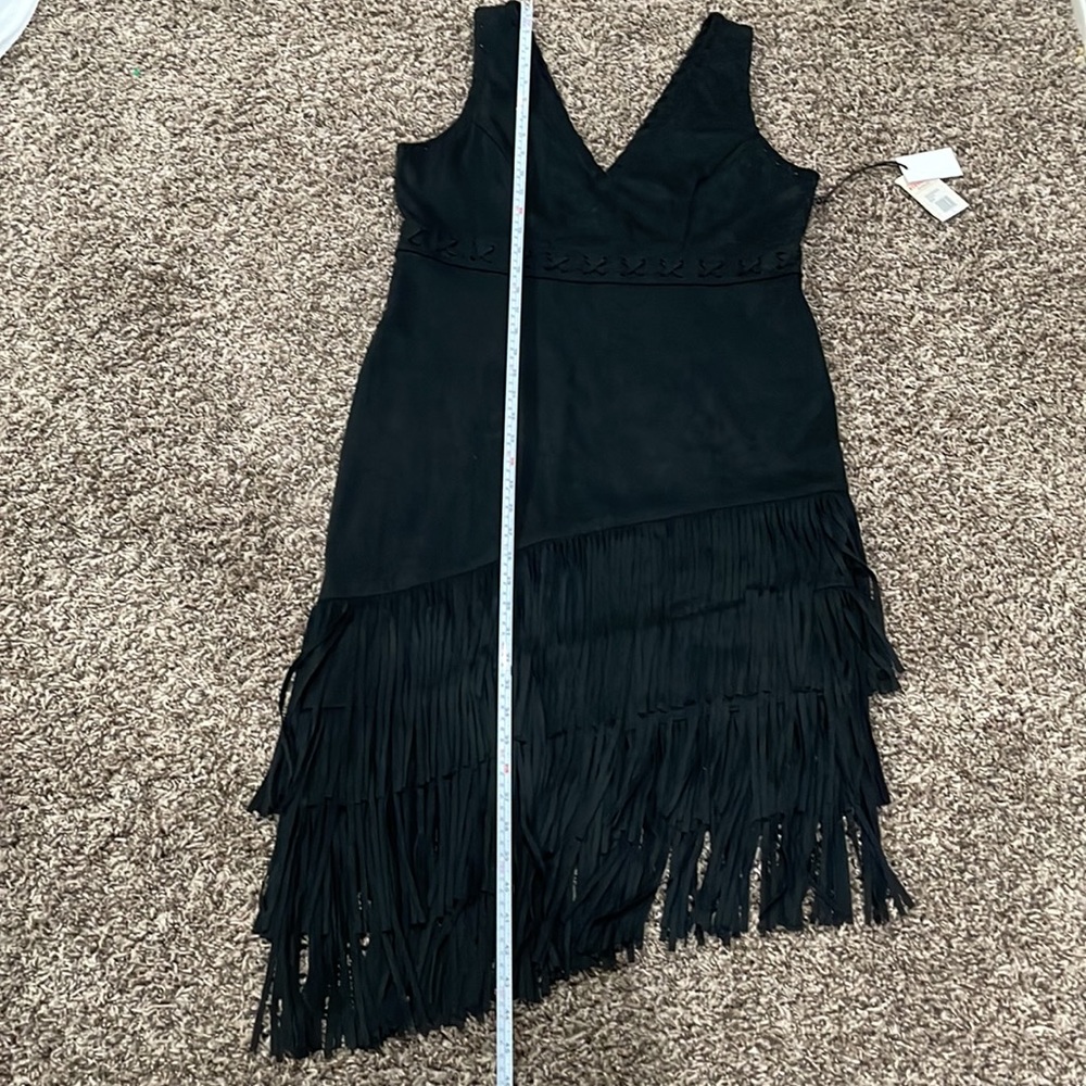Idyllwind Black V-Neck Fringe Mini Dress - Picture 10 of 13